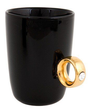 Ring mug black - golden ring