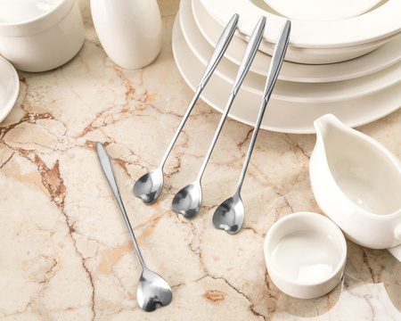 Łyżeczki serca z długą rączką 4 szt. - SREBRNE