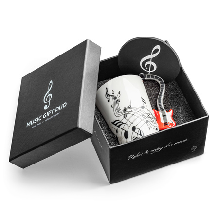 Zestaw muzyka duo - Kubek GITARA ELEKTRYCZNA CZERWONA + podkładka 