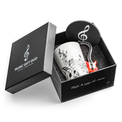 Zestaw muzyka duo - Kubek GITARA ELEKTRYCZNA CZERWONA + podkładka 