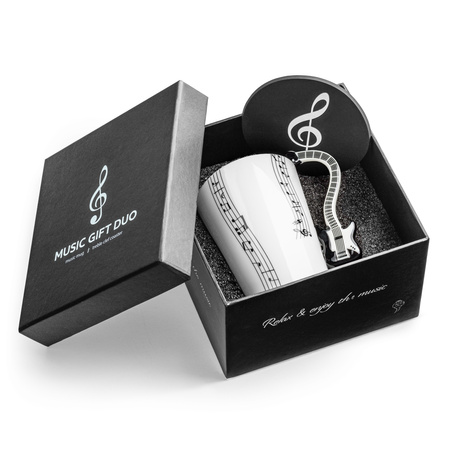 Zestaw muzyka duo - Kubek GITARA ELEKTRYCZNA CZARNA  + podkładka 