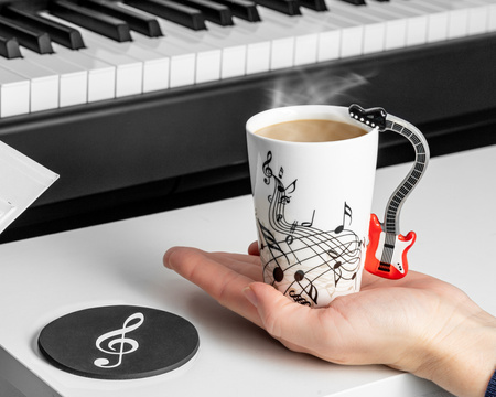 Zestaw muzyka duo - Kubek GITARA ELEKTRYCZNA CZERWONA + podkładka 