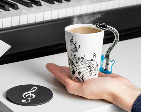 Zestaw muzyka duo - Kubek GITARA ELEKTRYCZNA NIEBIESKA  + podkładka